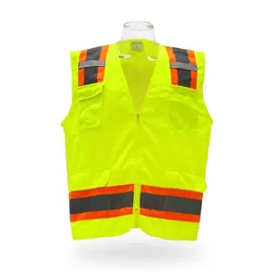 Hi Visibility Safety Vest Yellow with Orange and Black Reflective Strips for Enhanced Safety Protective Work Gloves Indoor & Outdoor Use