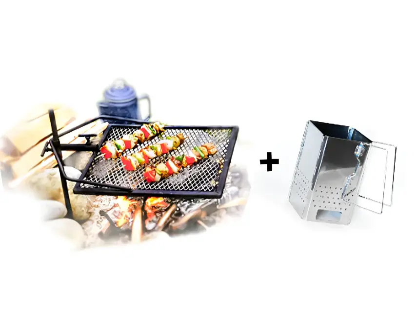 Adjustagrill & Collapsible Charcoal Chimney Bundle