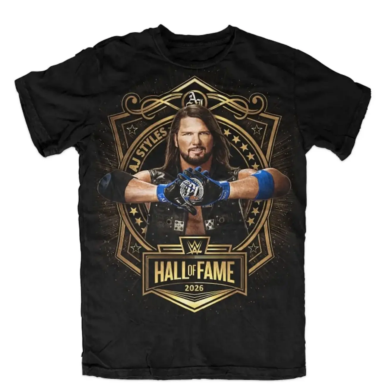 Men's Black AJ Styles WWE Hall of Fame 2026 Inductee T-Shirt , Wrestling Workout Tshirt, Unisex, Graphic, Fitted - Menswear, Top