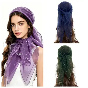 Women Elegant Rhinestone Headscarf Boho Turban Wrap, Trendy Bling Hair Scarf Hijab, Soft Breathable Versatile Hair Accessory, Stylish Shawl Cover for Daily Wear Party Travel Holiday Women Girls Head Decoration