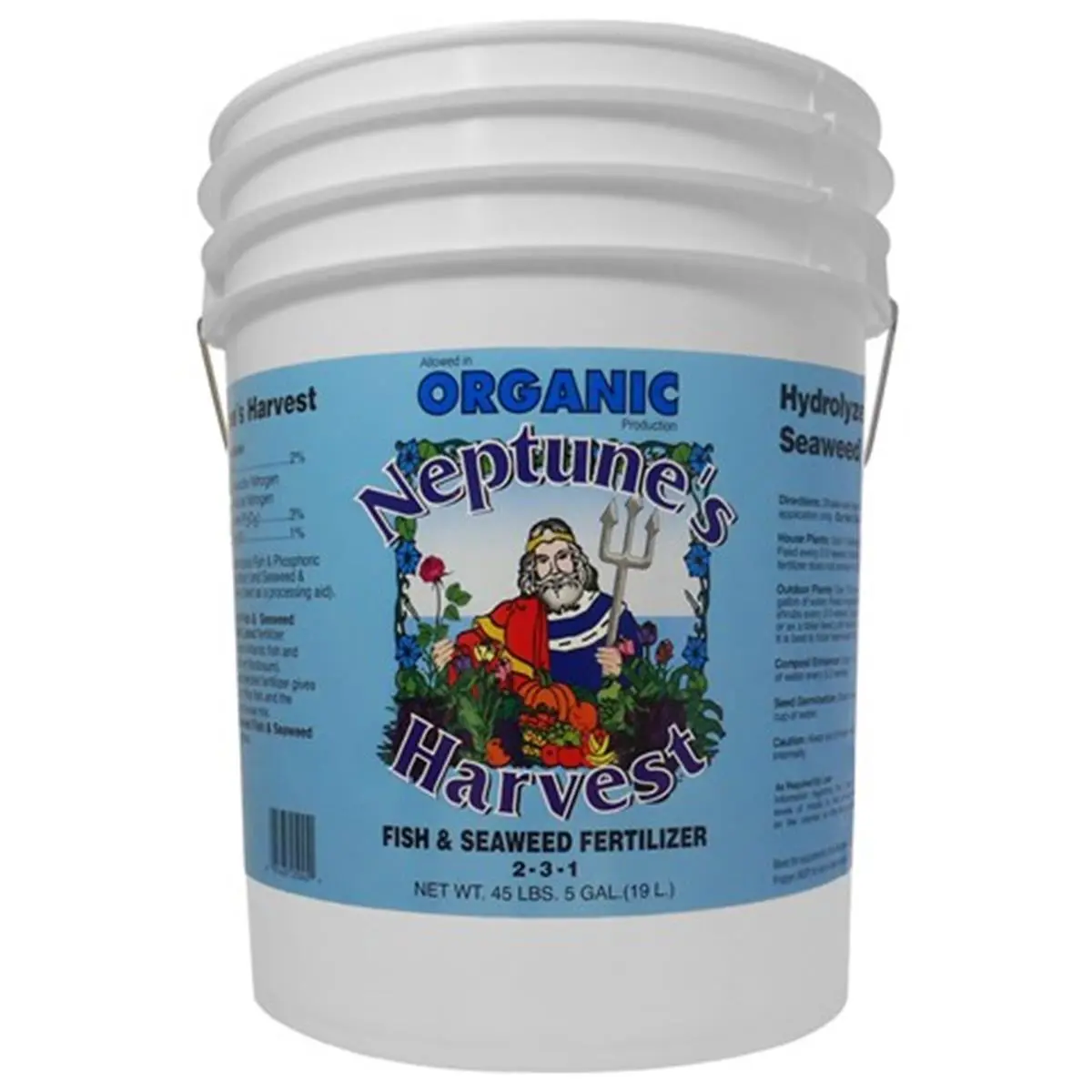 Neptunes Harvest 5 Gallon Blue Label Pail Fish Seaweed Blend Fertilizer