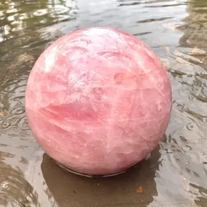 Natural Healing Pink Crystals Sphere Healing Stones Natural Rose Quartz Crystal Ball for Decor