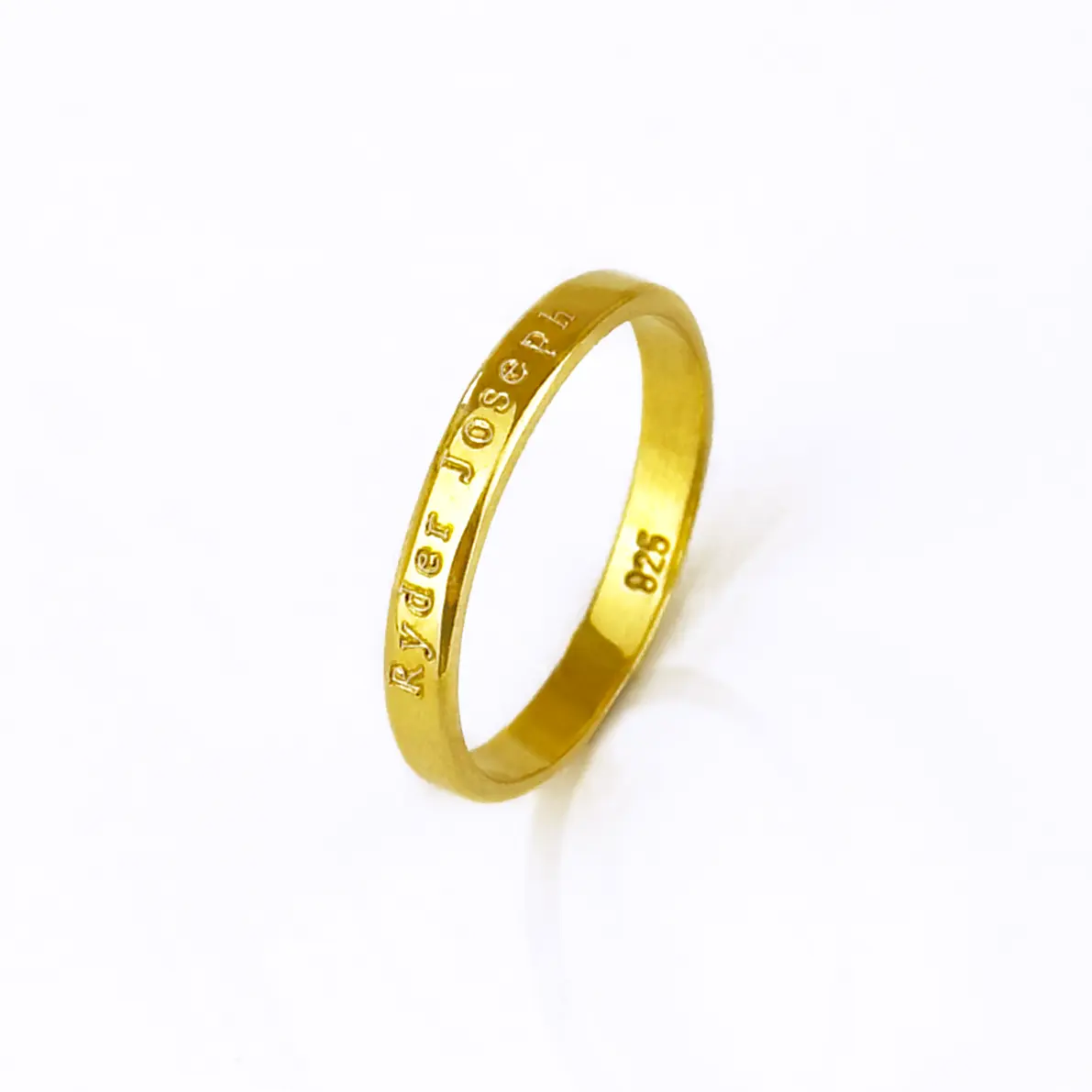 Custom Engraved Ring 3mm, Dainty Slim Band with Names or Coordinates