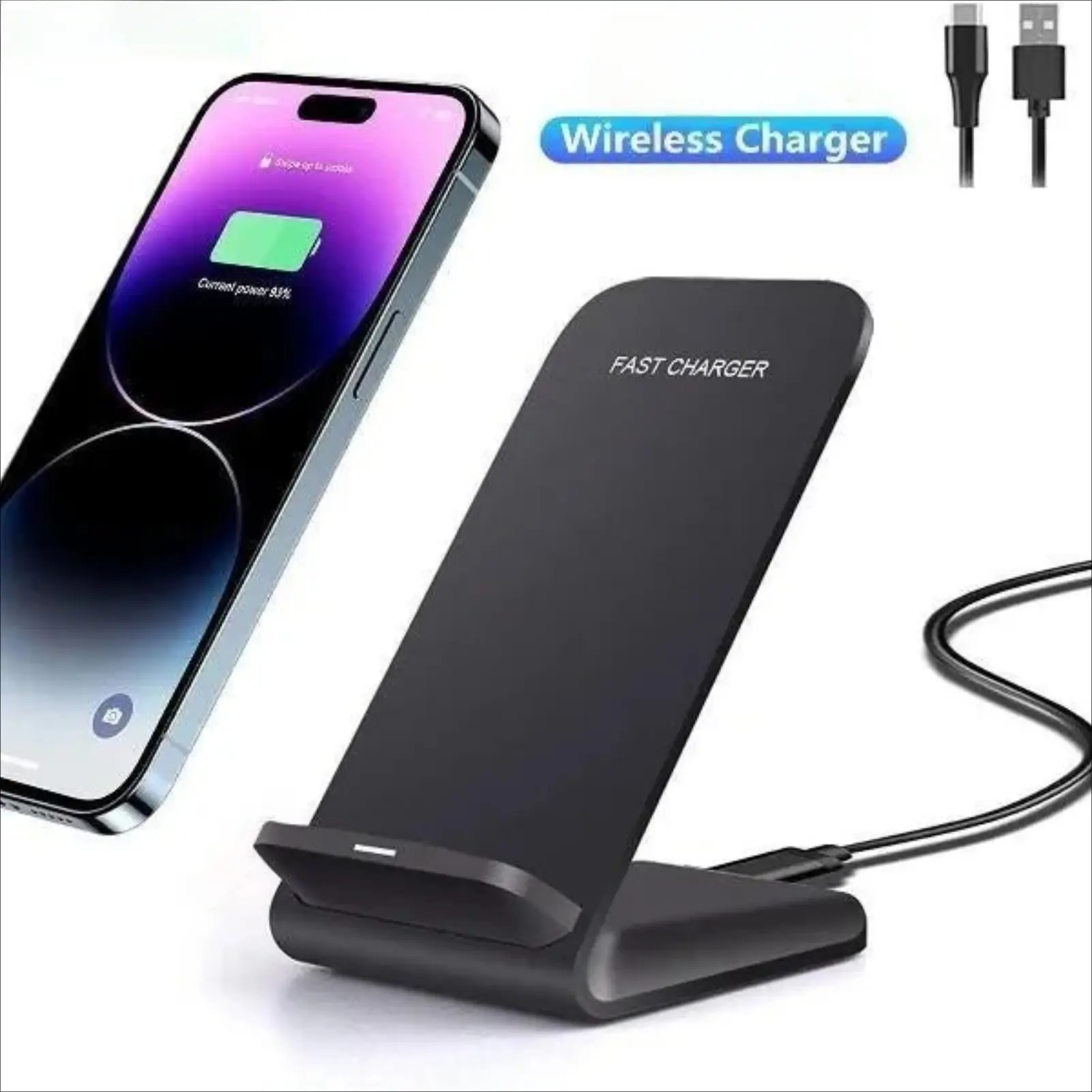 20W Max Wireless Charger Stand, Fast Charging Dock Station for iPhone 17/16/15/14/13/12/11/X Series Samsung Galaxy S26/S25/S24/S23 and All Wireless-Standard Smartphones