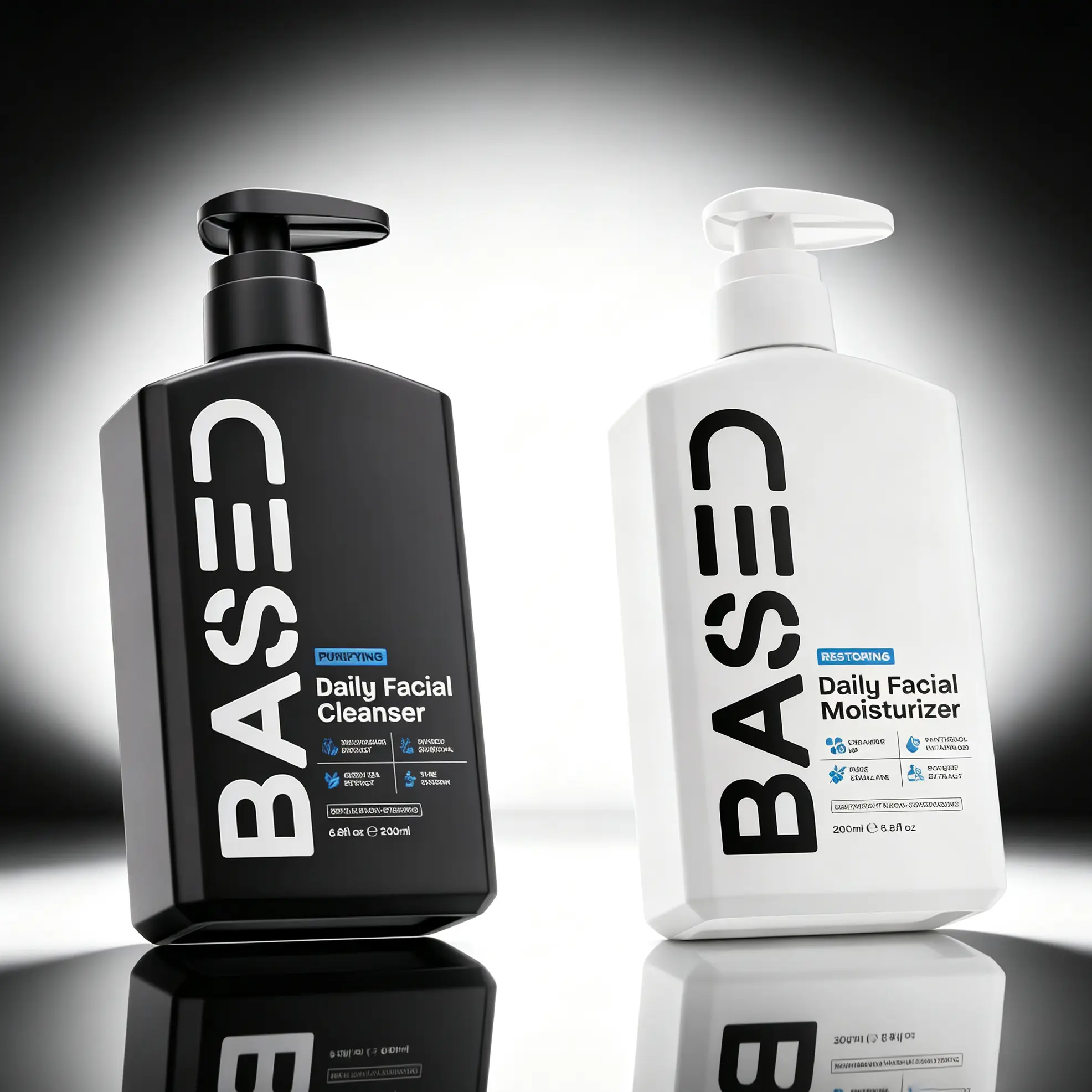 BASED Daily Skincare Set Duo, Purifying Face Wash + 6.8fl oz (200ml) Restoring Moisturizer, All Skin Types, 100% Non-Toxic Healthy Ingredients, Hormone-Safe, 0 Endocrine Disruptors, Moisture-Boosting