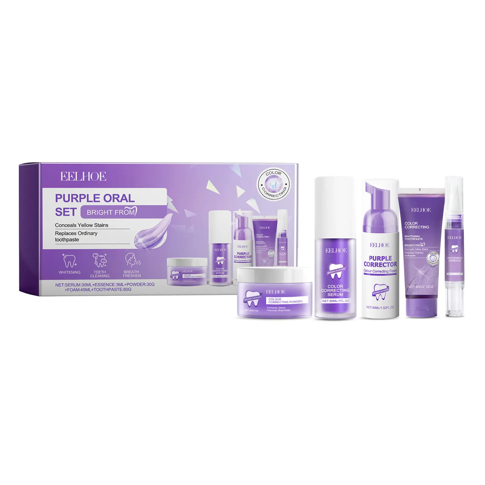 Eelhoe Purple Color Mixing Beautiful Tooth Suit Clean Teeth Fresh Breath Care Oral Cleansing Oral Care