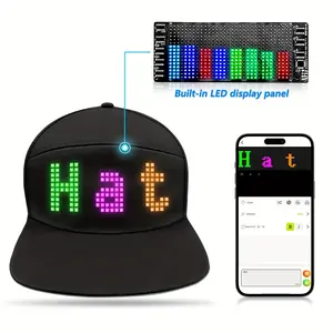 LED Cap, Multi-Language APP Control Editing Light up Hat (Text, Music, Image, Drawing) for Party Club Christmas Halloween Masks Rgb trump hat Diy Charm Flexible Bluetooth Fashion Black (Full Colour Display)