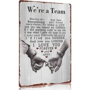 12x8 in Rustic Aluminium Decor Sign - Lightweight Couple Hand Design with "Falling in Love Beyond Control" Quote - Ideal Valentine's Gift for Soulmate