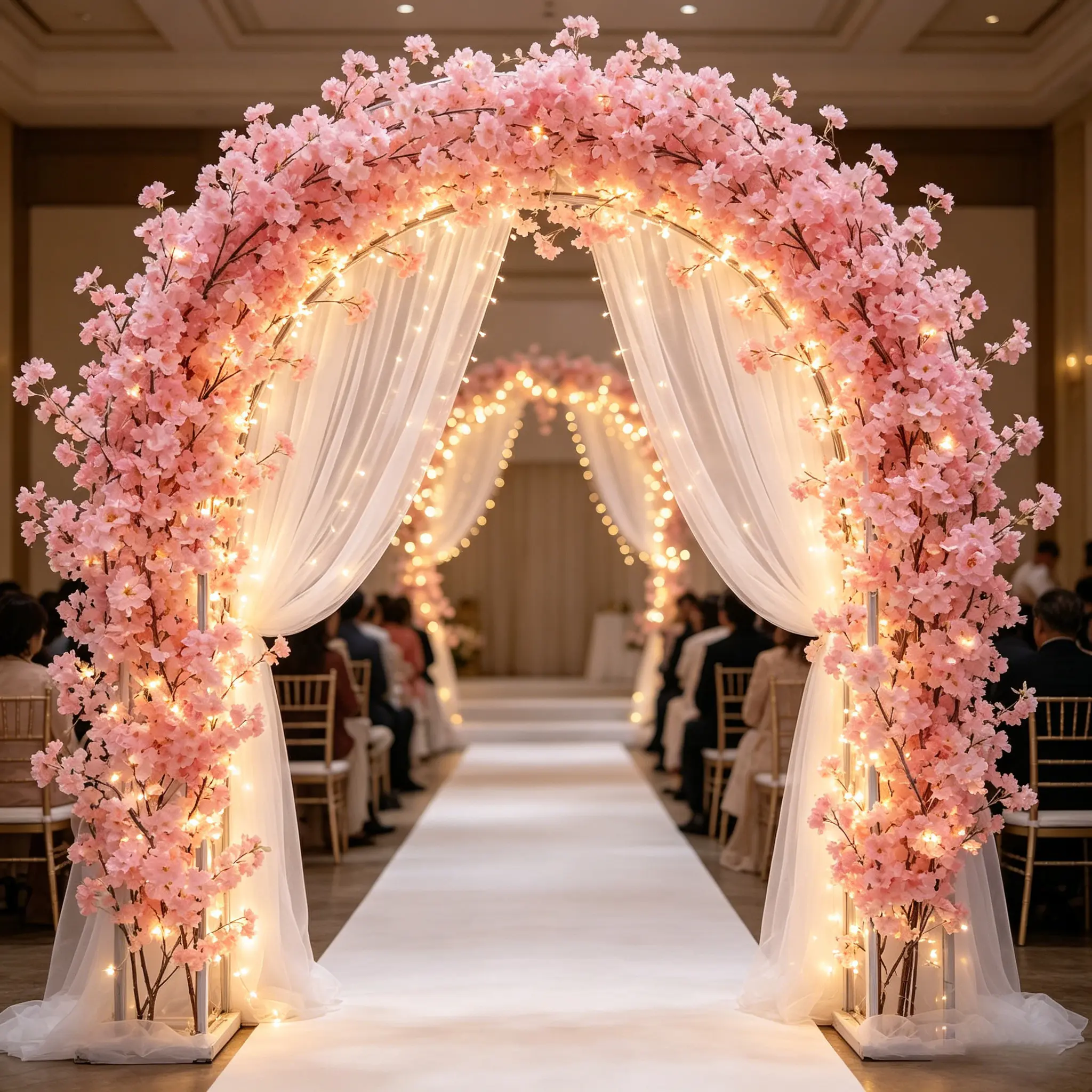 4/8 Pcs Artificial Cherry Blossom Garland - Faux Pink Flower Vine Decoration for Wedding Arch, Bedroom Wall, Festive Party Supplies