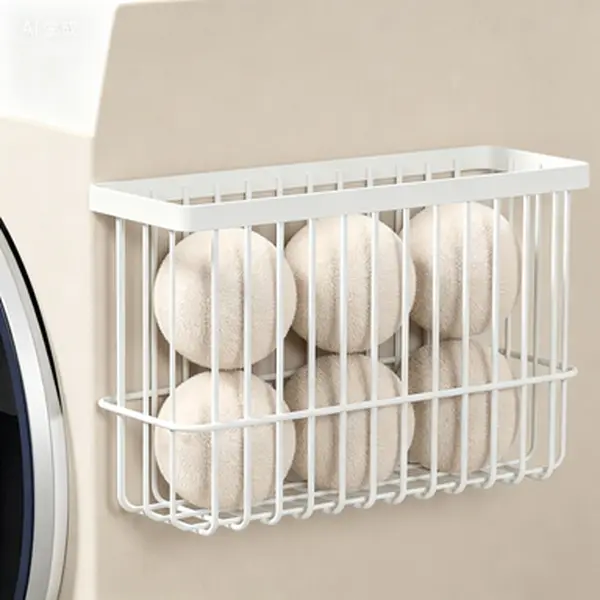 Magnetic Laundry Accessory for Dryer Balls, Wall Mounted Holder with Strong Magnet for Lint and Storage, Reusable Magnetic Container for Laundry Room Organizer, No Glue Needed, Iron Storage Bin for Laundry