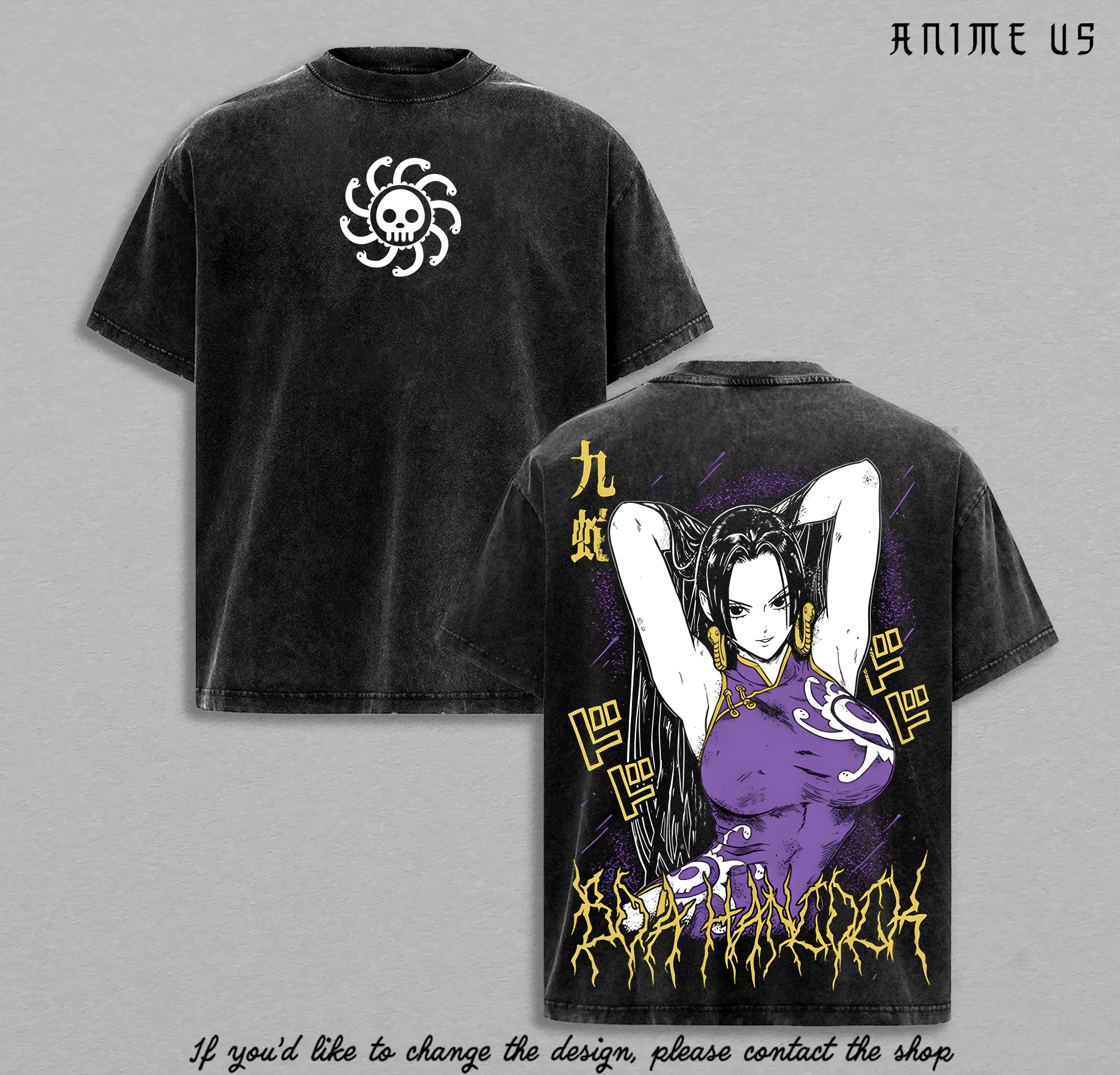 Boa Hancock Tee | Kuja Pirates Empress Shirt | Snake Princess Graphic Vintage Washed T-Shirt | Anime Streetwear Oversized Top | Haki Queen Design