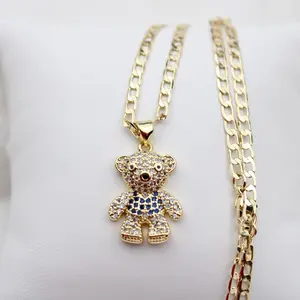 Gold Plated Chain 20” 2mm with Teddy Bear Pendant – For Boy