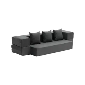 fathersdaygift VEVOR Folding Sofa Bed, 3-in-1 Foldable Couch Bed with 3 Pillows and Washable Cover, 25D High Density Memory Foam Convertible Sleeper Chair Bed, Futon Couch for Living Room, Bedroom, Dark Grey(Twin)