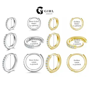 GGIRL Copper 18k Gold Plated Exquisite Cubic Zircon Auricular Cartilage Small Hoop Earrings set For Women&Men【Multi-Size】, Fashion Personality Chic Ear Bone Piercing Stacked Versatile Ear Decor, Daily Party Jewelry,Perfect Gift For Her On Birthday