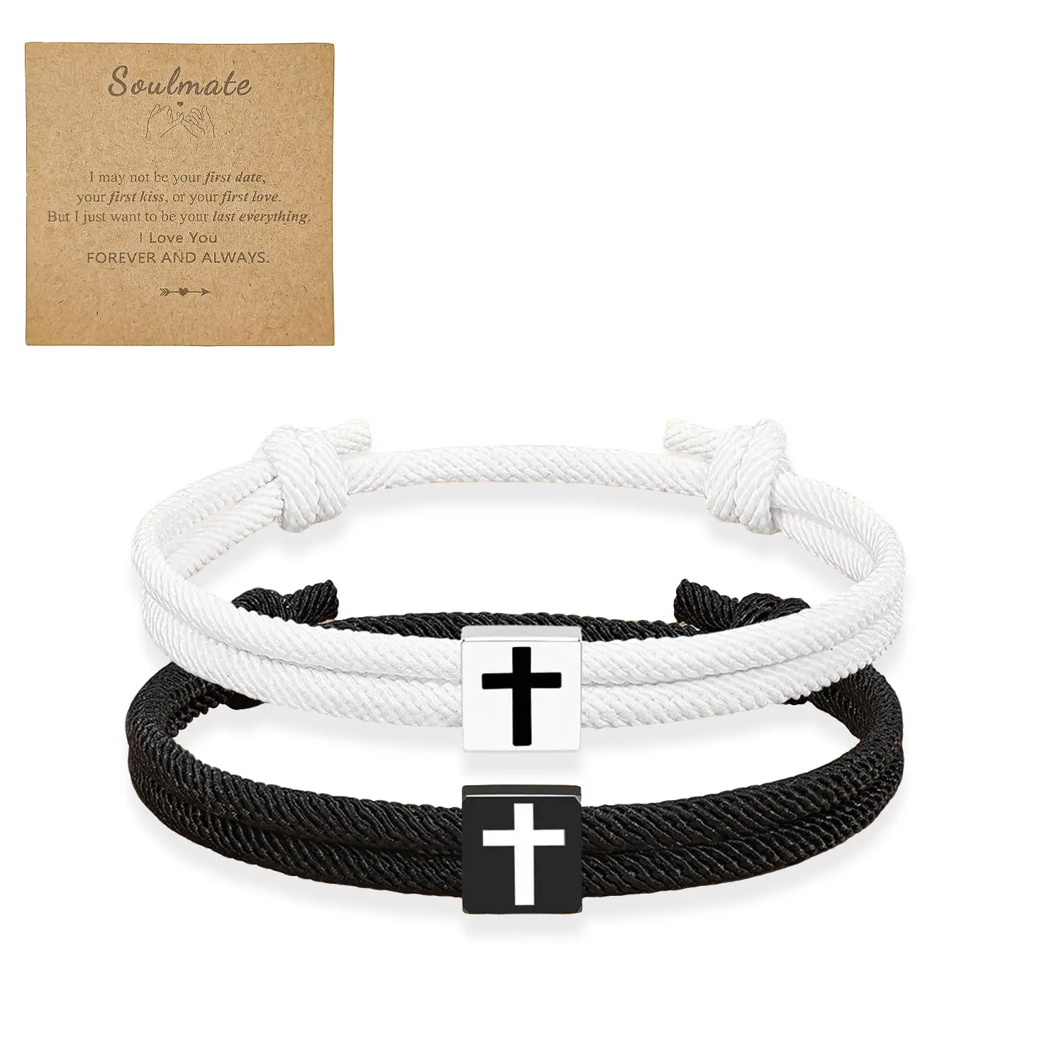 Sicbumi Adjustable Cross Bracelet Jesus Christian Matching Couple Friendship Bracelets, Braided Rope Bracelets, BFF Wristband for Men Women,  Christian Jesus-Theme Easter Baptism Gift