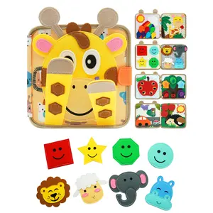 Montessori Busy Book, 1 Count Giraffe Busy Board, Toddler Busy Board, Felt Quiet Book, Early Education Habits Knowledge Developing Game, Educational Sensory Toy