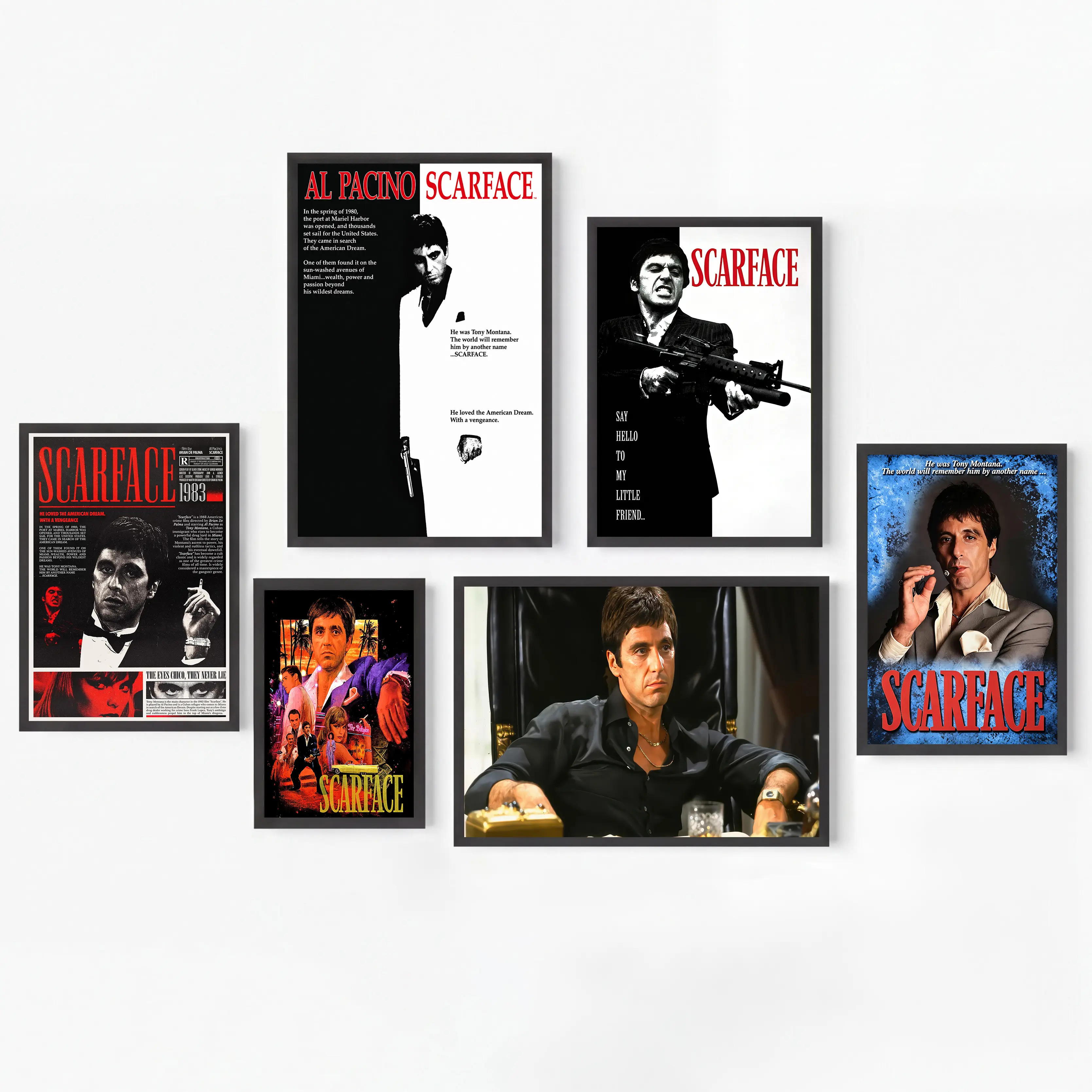 Scarface Tony Montana Al Pacino Vintage Movie Wood Poster Canvas Print - Vintage Wall Art, Collectibles, Graphic Art, Bedroom Decor, Artistic Indoor Home Wall Decor, Classic Film