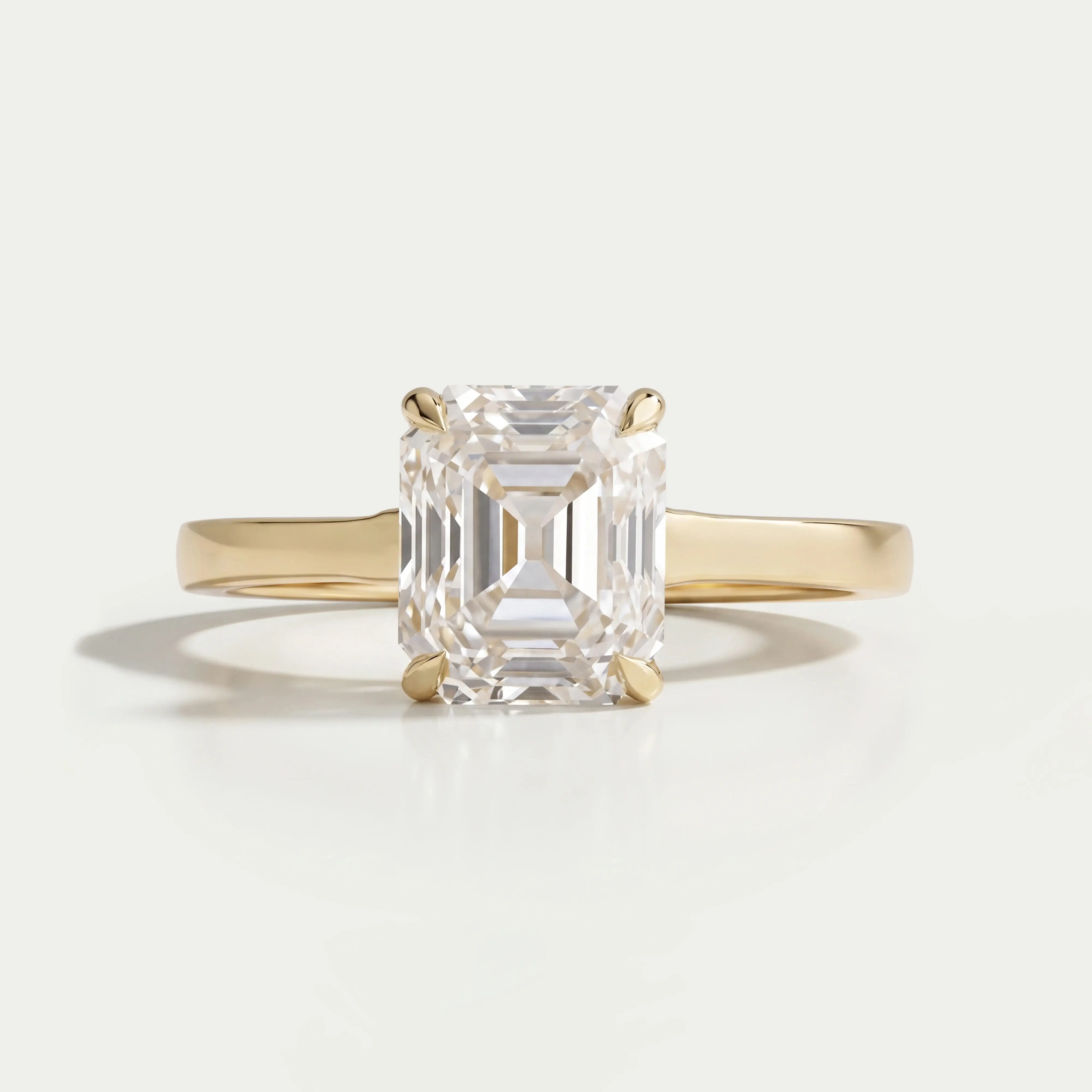 Old Mine Emerald Cut Lab Grown Diamond  Solitaire Ring