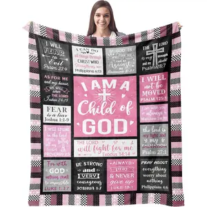 Cross Graphic Christian Women's Blanket (60"x50") - I Am a Child of God Inspirational Religious Gift for Baptism, Confirmation, Birthday, Cross Graphic Blankets