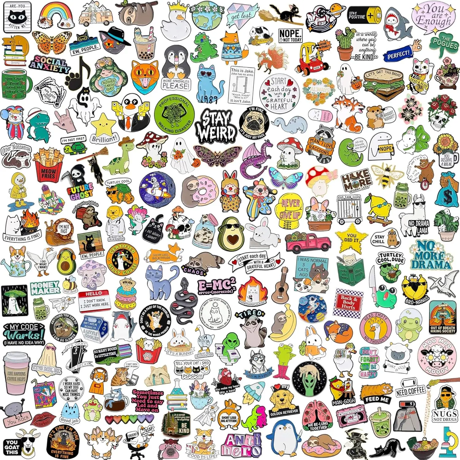 20 PCS Cute Enamel Pins Bulk, Funny Backpack Pins Aesthetic Lapel Badge Pins Set Assorted Enamel Brooch Pins for Backpacks, Hats, Bags, Landyards