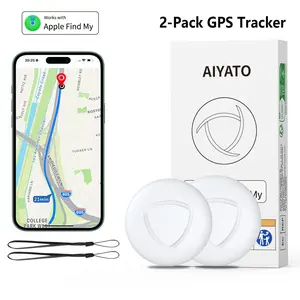 (iOS only)2PCS Mini GPS Tracker for Cars with Weatherproof Case,Mini tracker Device,Best Hidden Locator,No Monthly Fee,Wireless Key Finder-Works with apple Find My,Smart Tracking Tag Waterproof Tracking