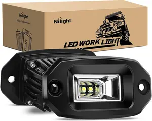 Nilight 2PCS 20W Power Flush Mount LED Pods, Rear Flood Beam LED Work Lights, Multi-Use Offroad Bumper Lights for Truck, ATV, SUV Led Backlights