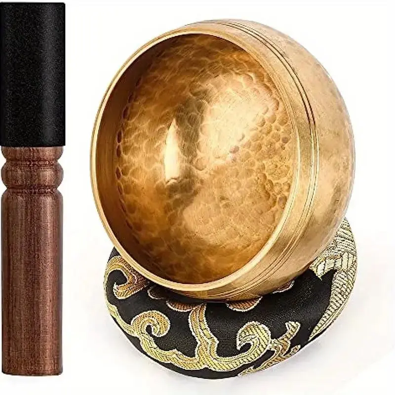 Hand-hammered Singing Bowl Set, Meditation Yoga Chakra Healing Instrument, with Mallet and Carrying Case, for Mindfulness and Relaxation