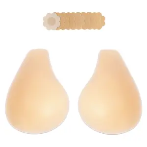 Added Lift Ultra-Thin Seamless Nipple Covers Push up Sticky Adhesive Bras Solid Silicone Pasties for Women