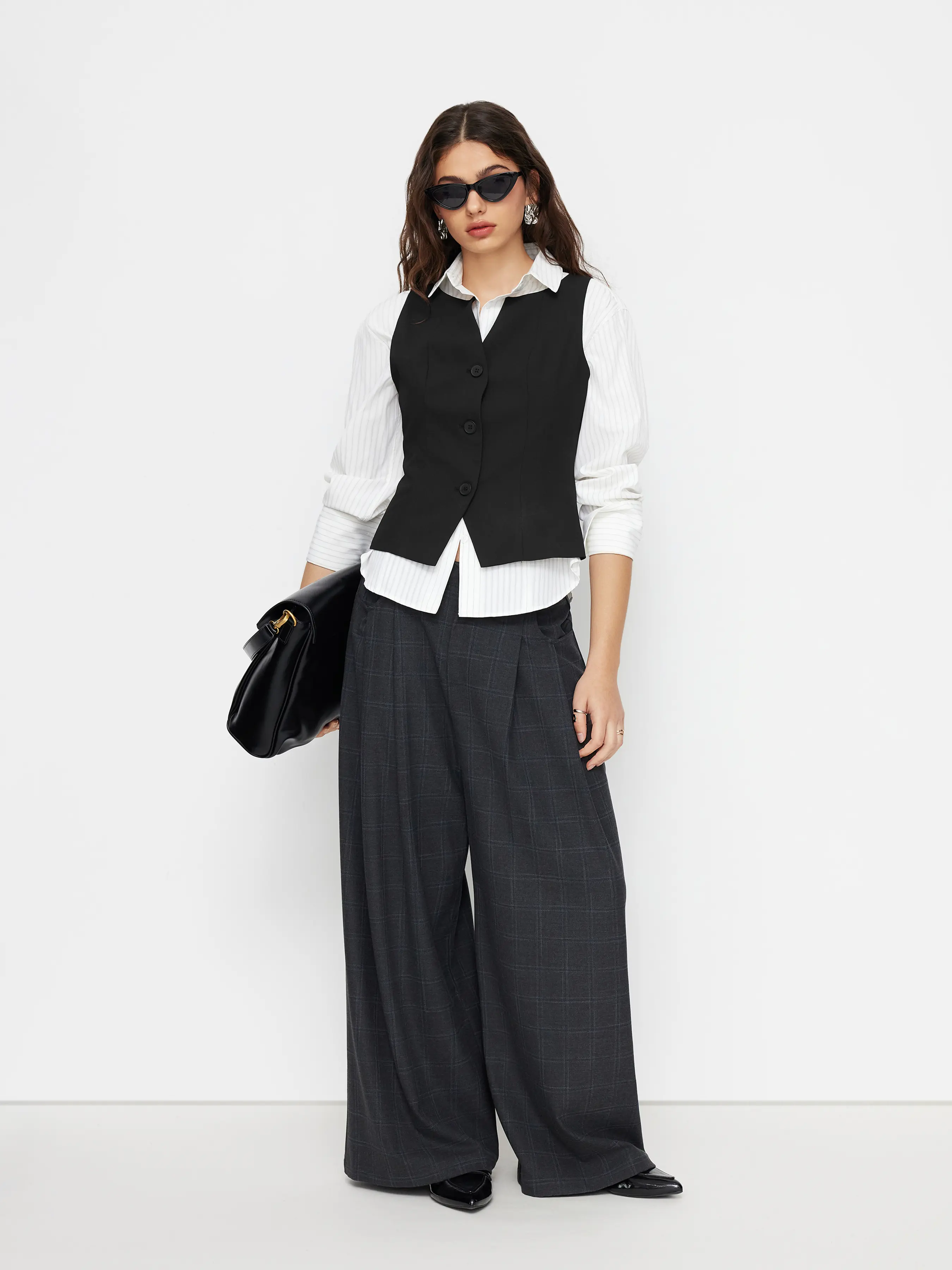 Cider Women's Solid V-Neck Blazer Vest, Sleeveless Button-Front Professional Waistcoat in a Rayon Elastane Blend, Fitted, Woven Blend, Clothes