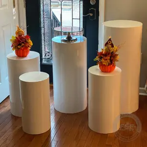 5pcs of Metal Cylinder Stands,White Pedestal With Storage Bag,White Pillars