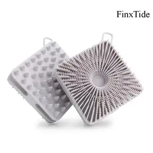 FinxTide Dual-Sided Silicone Body Scrubber & Scalp Massager - Exfoliating Shower Brush for Men/Women/Kids, Sensitive Skin - No-Slip Ergonomic Loofah - Spa & Travel Essential Bathroom Accessory Home Goods african net sponge