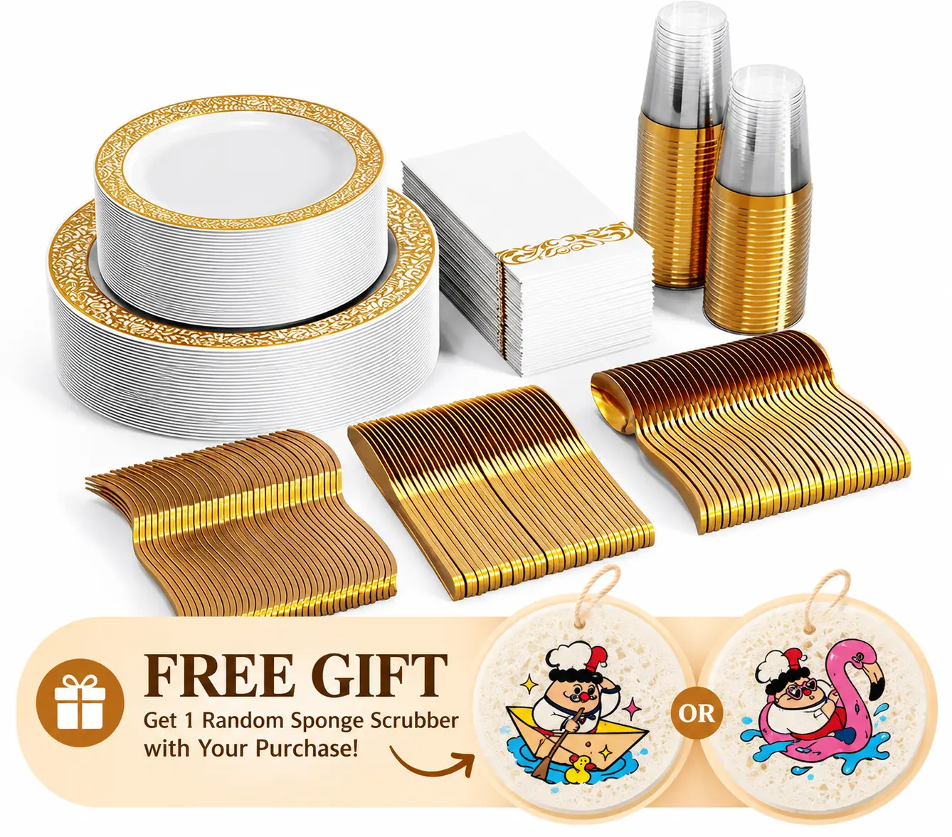 210pc 30set Plastic Bulk Shiny Disposable Modern Round Plate Dinnerware Sets - BPA-Free, Recyclable Plastic Tableware for halloween party chrismas decor - Restaurant Supplies tableware party supplie family party,halloween gift chrismas