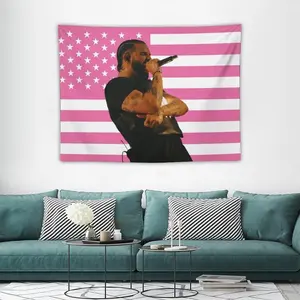 Drake Pop Star Pink American Flag Durable Decorative Tapestry 3x5 FT - Polyester Hip-Hop / Pop Rap Wall Hanging for Bedroom & Party Decor, Viral Aesthetic Banner