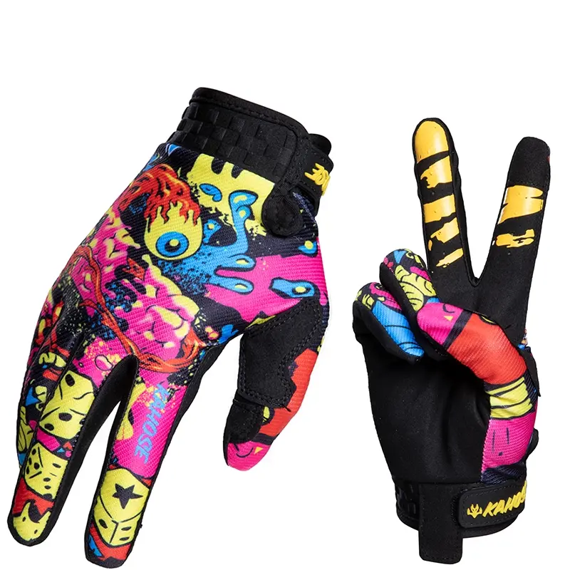 Red+yellow new Touch screen Long Finger Gloves, Breathable Outdoor Sports Cycling Full Finger Gloves for Men Women, Thin Lightweight Design Motorcycle Glove, Motorcycle Riding Gloves, Motobike Riders Gear