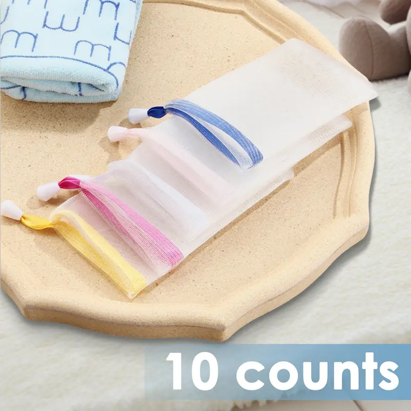 10 Counts Exfoliating Bar Soap Pouch - Soft Mesh, Creates Luxurious Lather