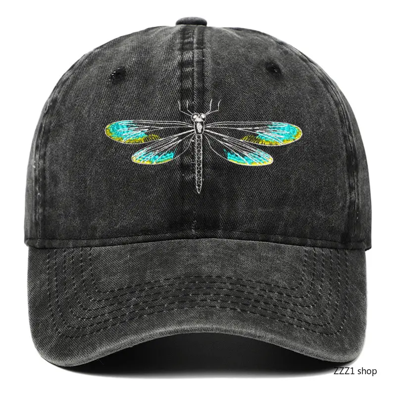 Unisex 2026 Autumn Collection Dragonfly-Embroidered Washed Sun Protection Baseball Cap - Casual Sports Cap, Sport Style Hat for Hiking, Light Outdoor Activities