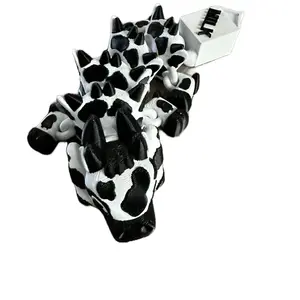 3D Printed milk cow black and white Dragon Statue, 1 Count Colorful Design. Creative Desktop Decoration for Home Office and play
