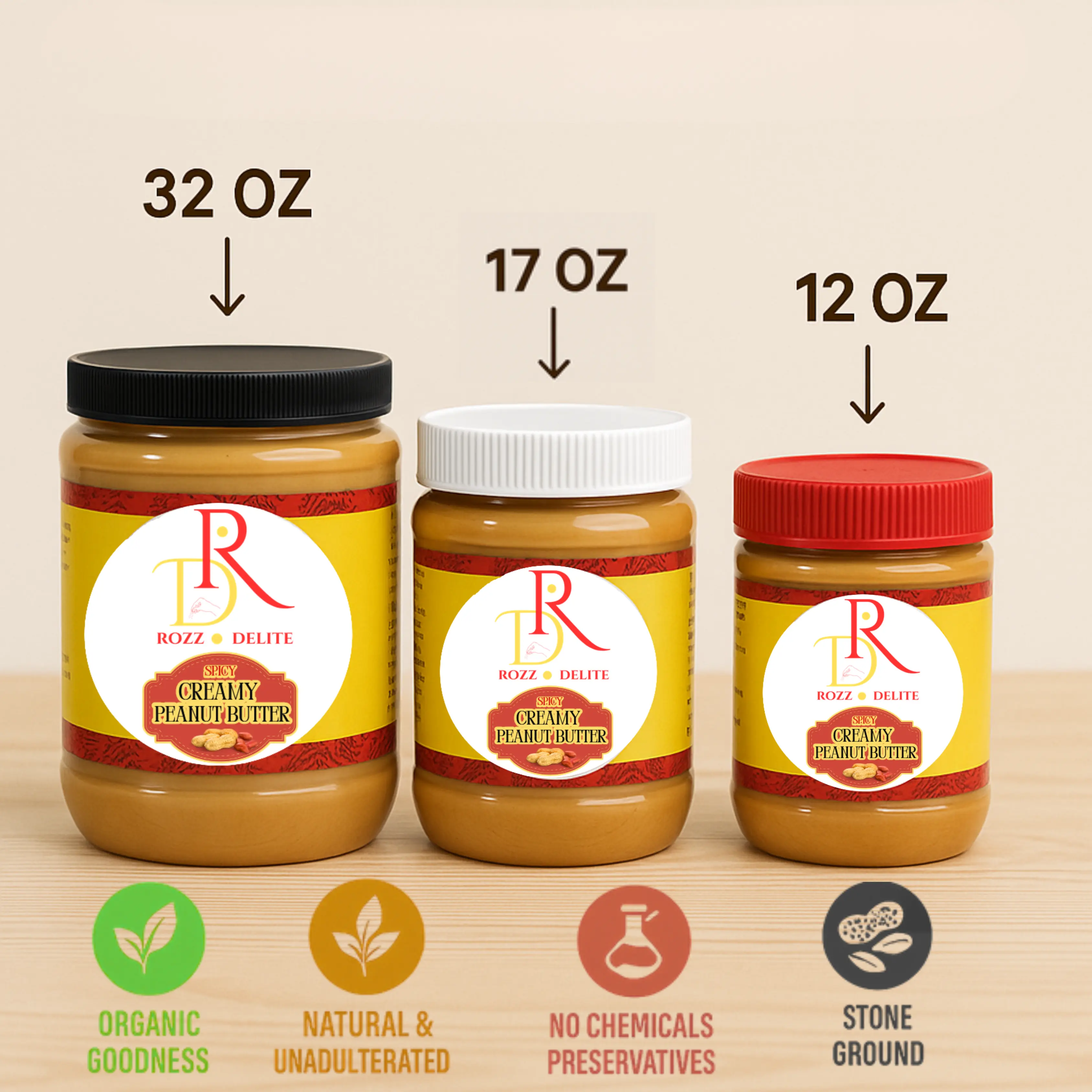 Rozz Delite Authentic Haitian Manba, Peanut Butter , Premium, Finest Creamy & High Quality