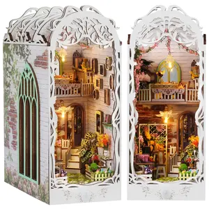 3D Wooden Puzzle, 1 Box DIY Book Nook Kit, DIY Flower Room Model Kit, 3D Desktop Decoration Ornament, DIY Model Kit for Bookshelf Decoration, DIY Building Model, DIY Building Set