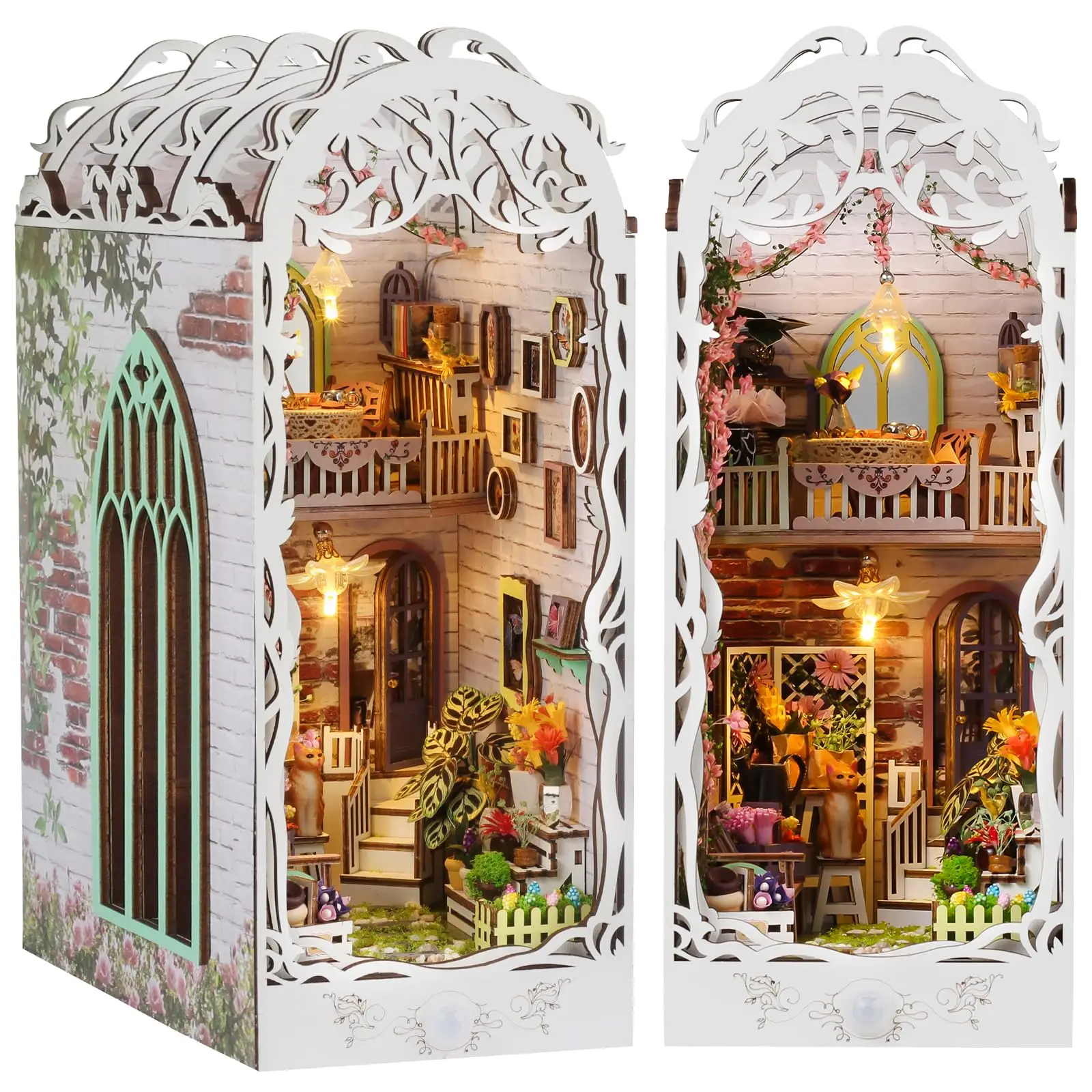 3D Wooden Puzzle, 1 Box DIY Book Nook Kit, DIY Flower Room Model Kit, 3D Desktop Decoration Ornament, DIY Model Kit for Bookshelf Decoration