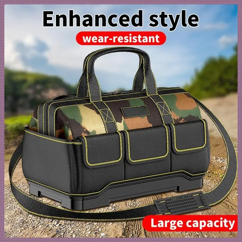 Large Yellow and Black Heavy-Duty Oxford Fabric Tool Organizer - Steady Carry, Wide Opening, Multi-Pockets, Utility Pocket, Construction Tool Organizer, Heavy-Duty Bag, Double Compartments, Electrician Repair & Workshop Use, Heavy-Duty Bag, Steady Carry