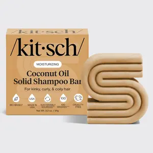 Kitsch Coconut Oil Deep-Moisturizing Solid Shampoo Bar for Curly Hair, Paraben-Free, Safe for Color Treated Hair, Hydrating & Moisturizing, 3.2oz