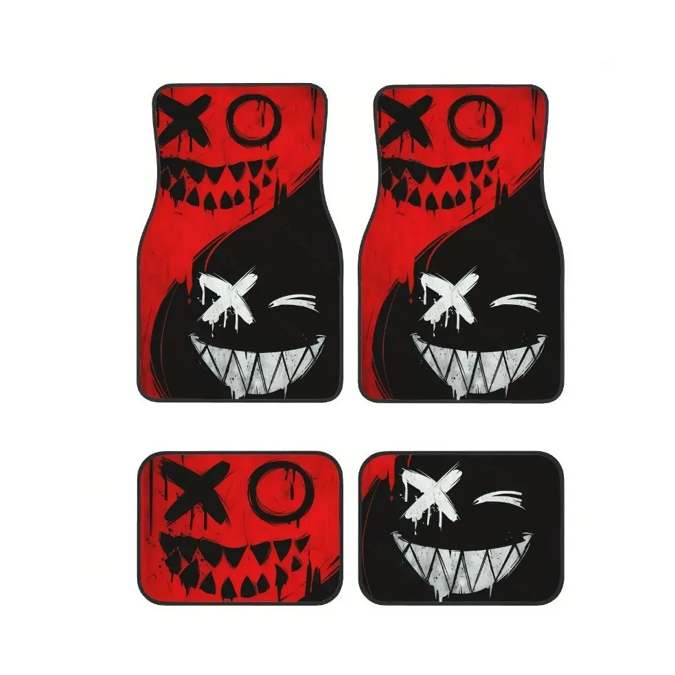 4-Piece Custom Graffiti Car Mats, Automotive Mats, Universal Fit for Sedans, Suvs, Muscle Cars, Interior Decoration & Floor Protection, Car Mat Set, Car Accessory, Auto Accessories