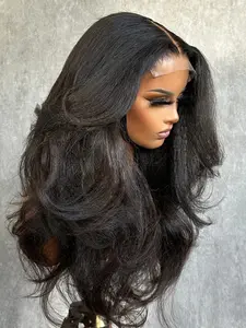 Soft Glue-Free Pre-Bent Wavy Hairpiece, 26 Inches Long, 180% Density, Daily Use, 13x4x1 Lace Front Full Cap, Heat Resistant