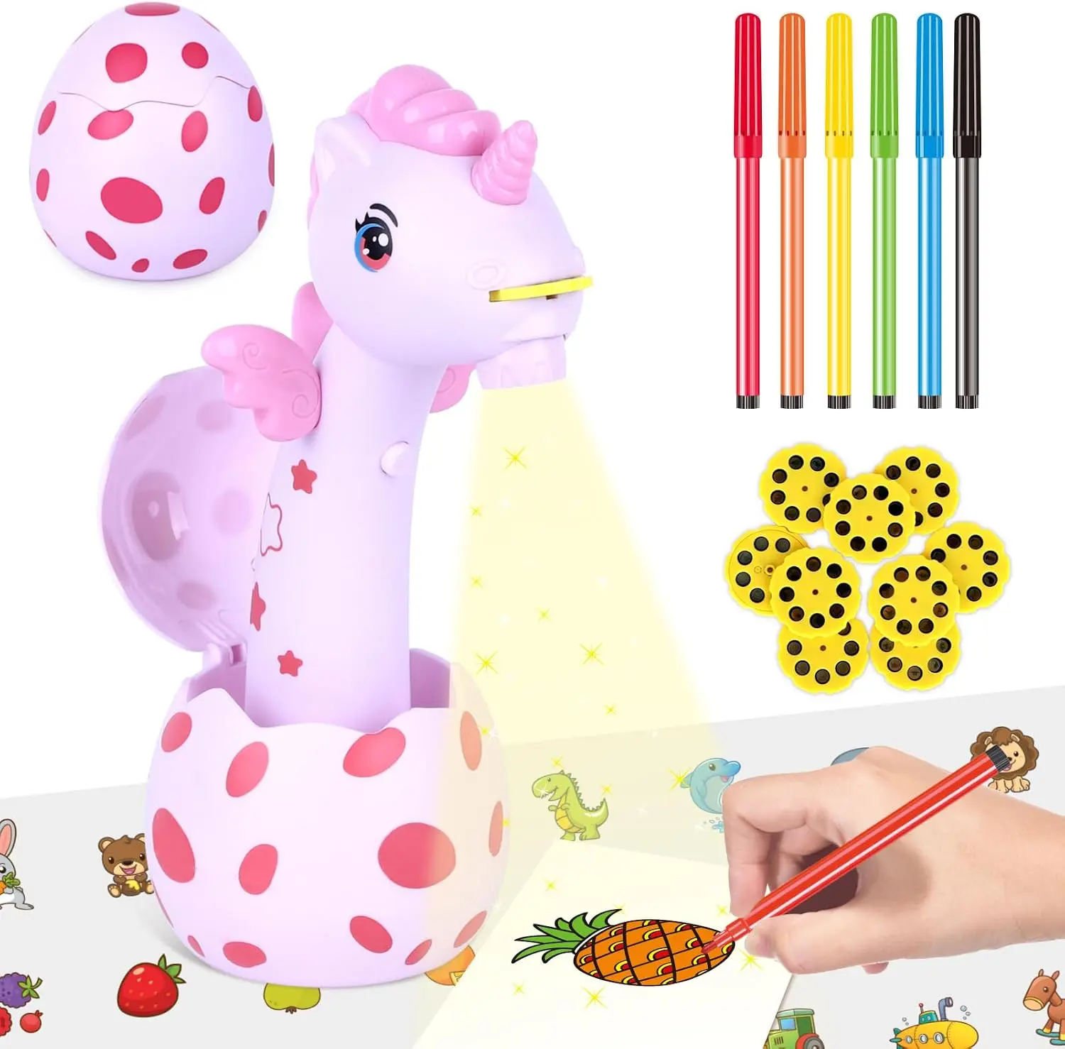 Unicorn Drawing Projector for Kids with 72 Templates Kids Drawing Kit, Toys for 4+ Year Old Girls，Perfect for 3 4 5 6 Year Old Girls&Boys Birthday Idea Easter Gifts for Kids