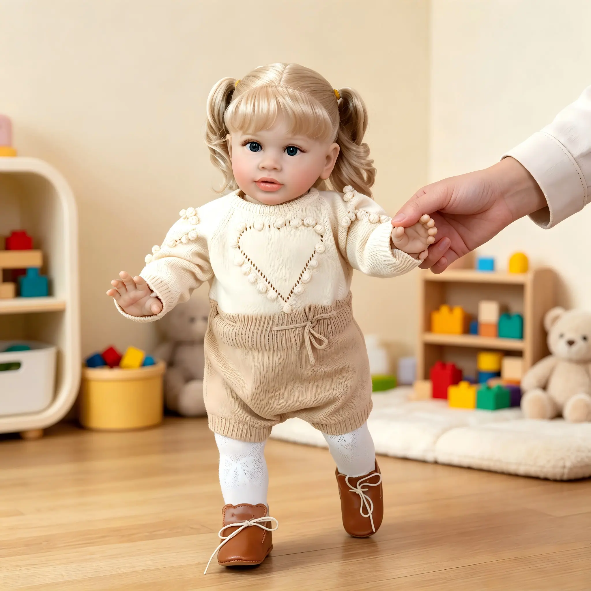 Huge Size 26 inch 68 cm Reborn Baby Dolls Newborn Toddler Doll Lifelike Baby Girl with Long Hair Pippa Realistic Baby Doll Real Size White Clothes Great Gift for Children or Doll Collector