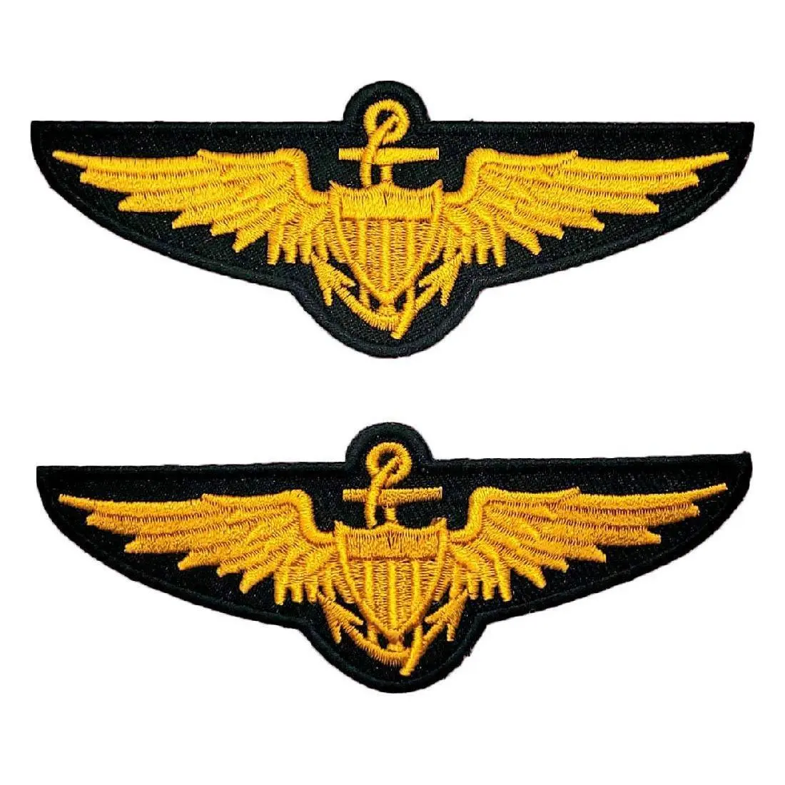 Naval Aviator Pilot Wings Patch [2PC Bundle -Iron on Sew on 4.0 X 1.5 -P9]