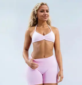 DFYNE Impact Strappy Sports Bra for Women High-Impact Support Strappy Halter Open Back Design Padded Comfort Breathable Performance Fabric Ideal for Yoga Gym Workout Daily Active Wear