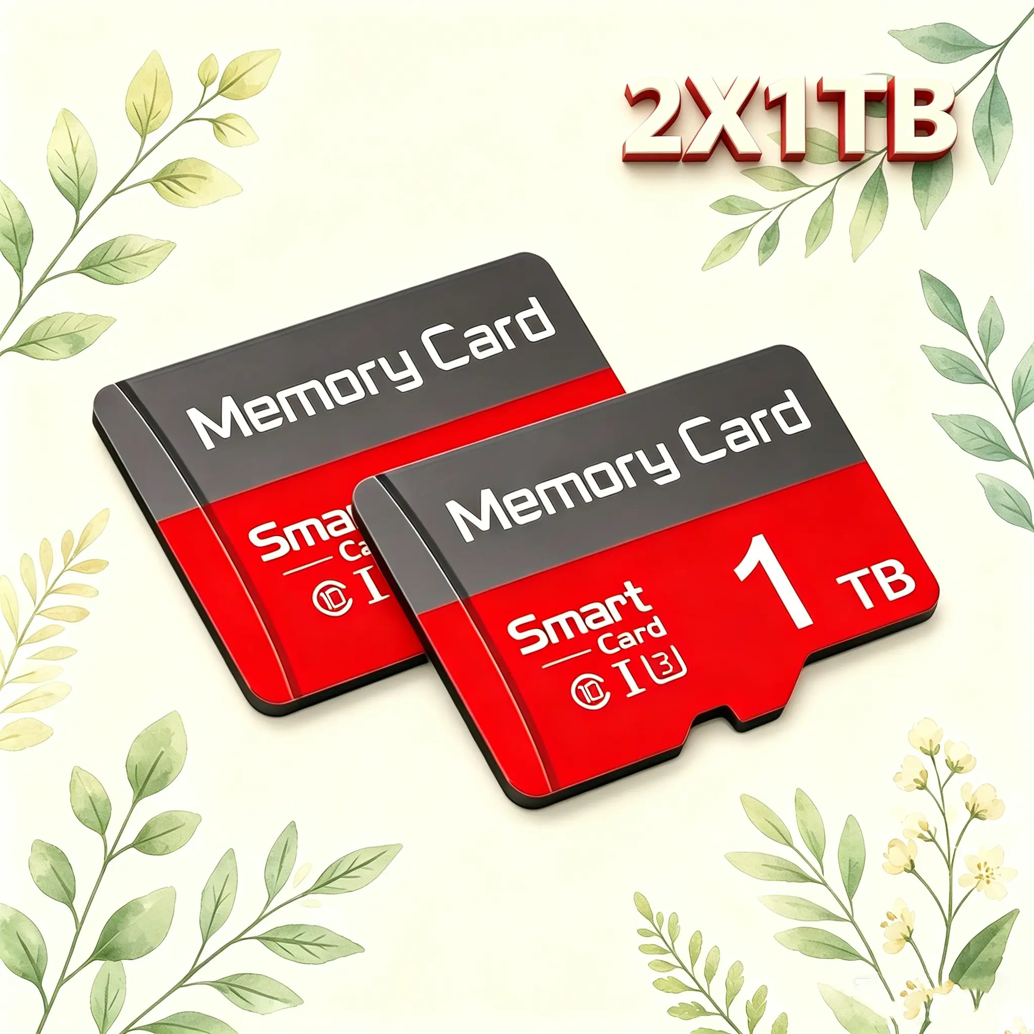 2 Sets Microsdxc Card with adapter for mobile phones, durable sd memory card for dash cams, 1TB Micro TF SD Cards for surveillance cameras, sd card & Micro SD Card work for car audio and PC