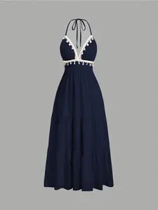 Women's Long Dress, Casual Wear with Unique Design, Shell and Sequin Trim, Perfect for Summer, Ethnic Style, Beach Vacation, Parties, Travel